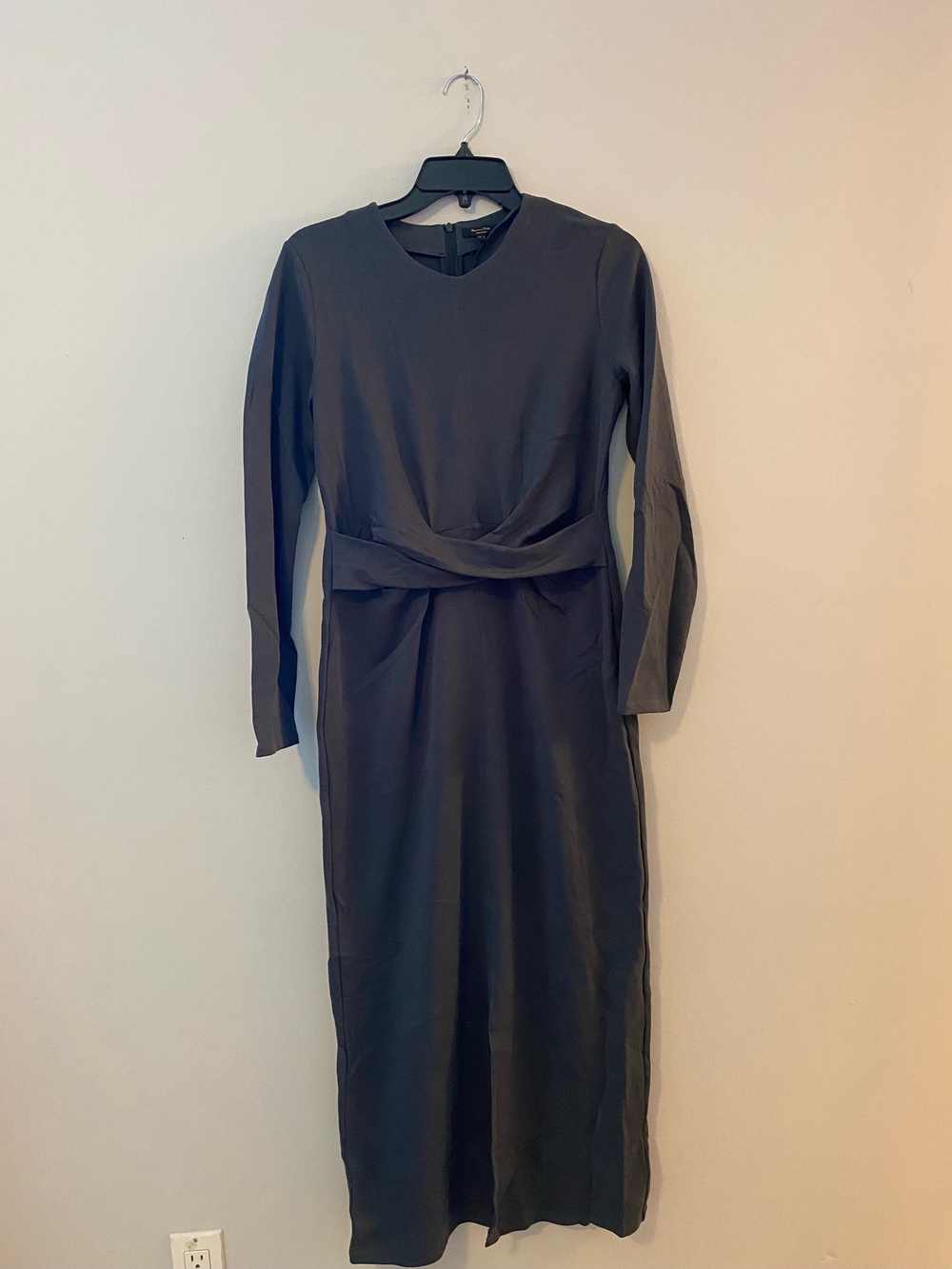 Massimo Dutti Gunmetal Twist-Waist Maxi Dress